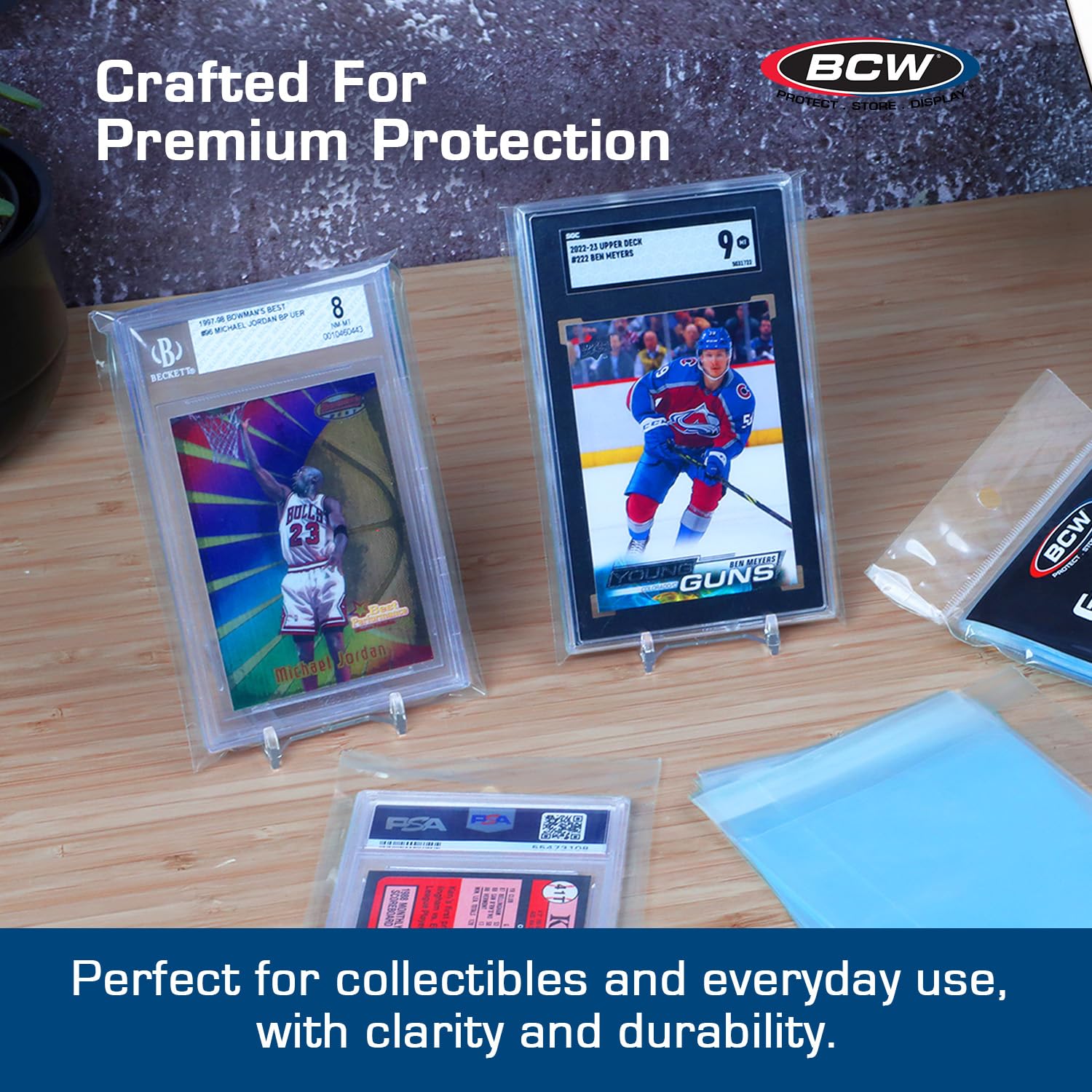 BCW Resealable Graded Card Sleeves – 200 Pack, Clear Polypropylene, Fits PSA & Beckett Slabs