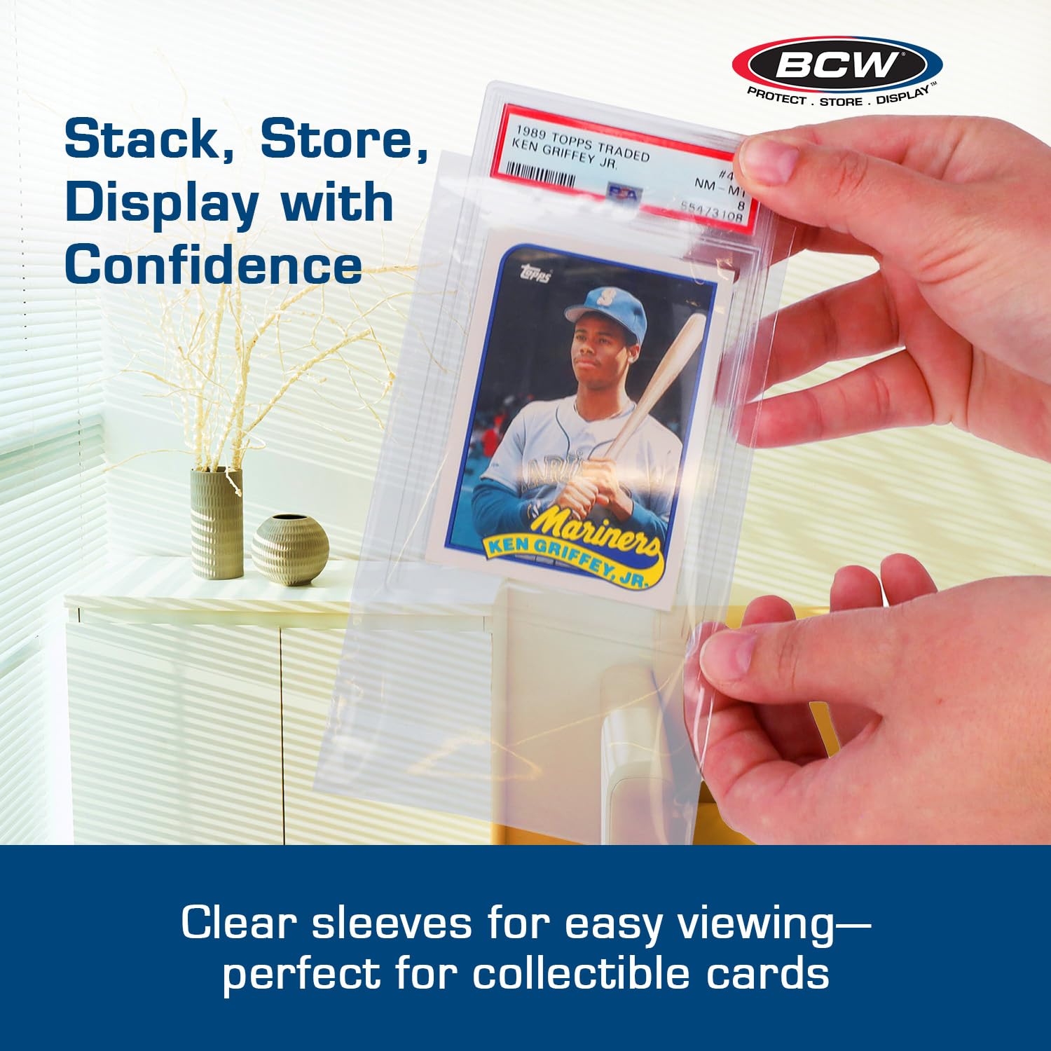 BCW Resealable Graded Card Sleeves – 200 Pack, Clear Polypropylene, Fits PSA & Beckett Slabs