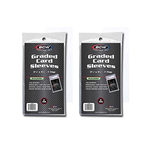 BCW Resealable Graded Card Sleeves – 200 Pack, Clear Polypropylene, Fits PSA & Beckett Slabs