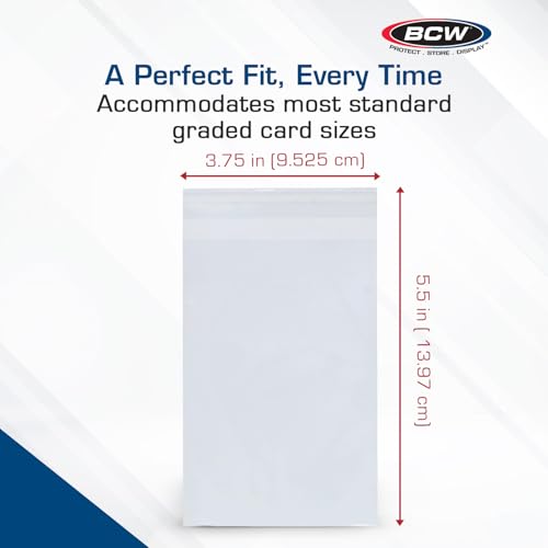 BCW Resealable Graded Card Sleeves – 200 Pack, Clear Polypropylene, Fits PSA & Beckett Slabs