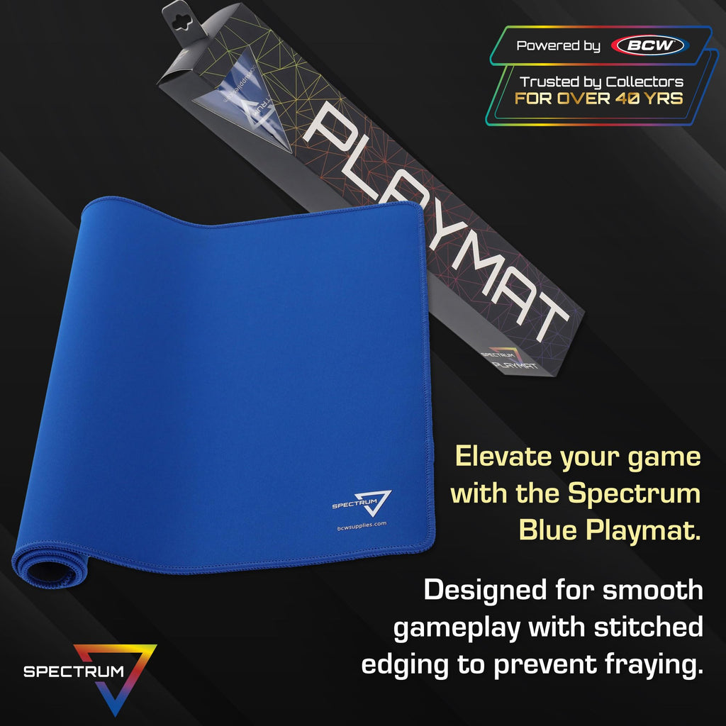 BCW Spectrum Playmat – Blue (24" x 14") – Stitched Edges, Machine Washable Polyester for TCG & Tabletop Gaming