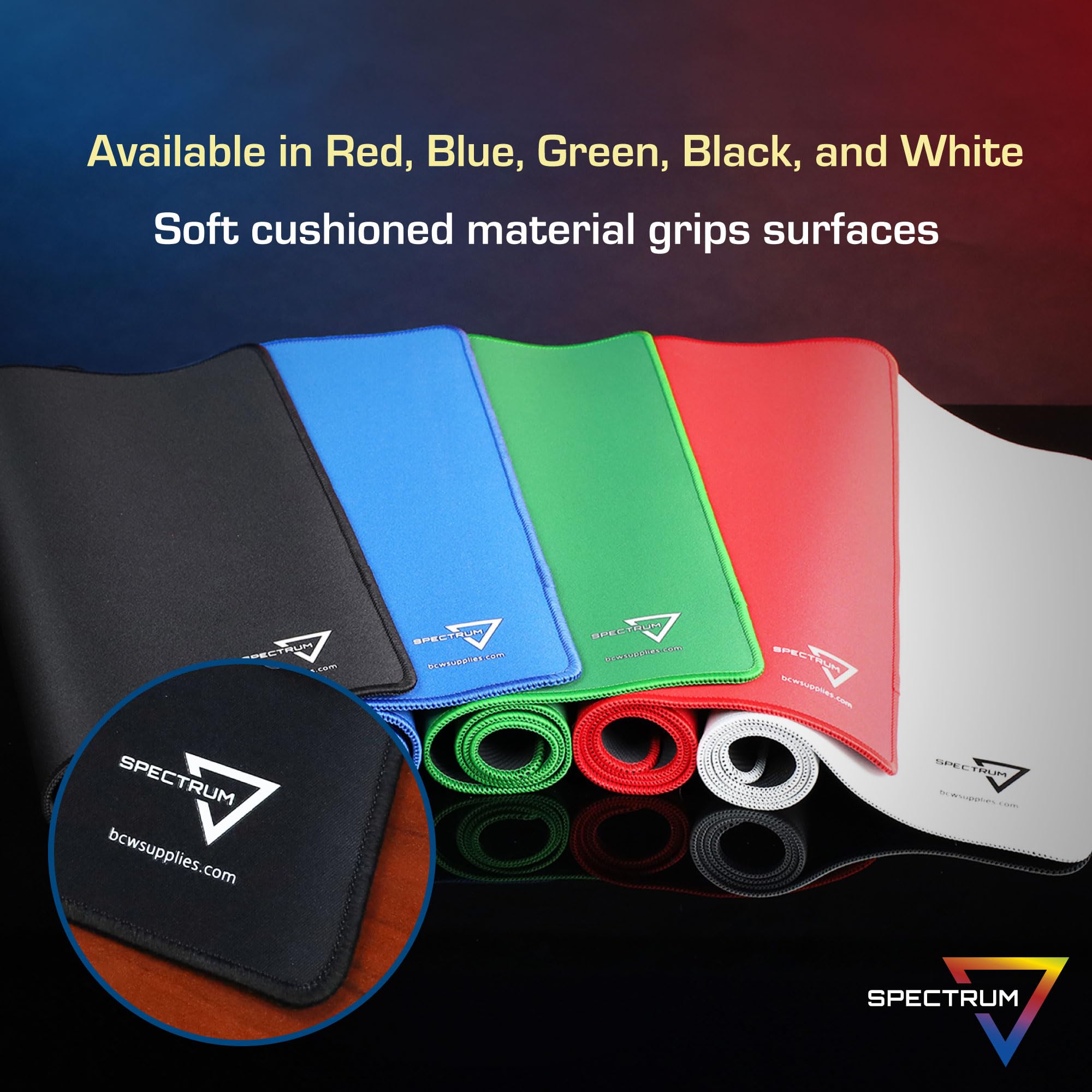 BCW Spectrum Playmat – Blue (24" x 14") – Stitched Edges, Machine Washable Polyester for TCG & Tabletop Gaming