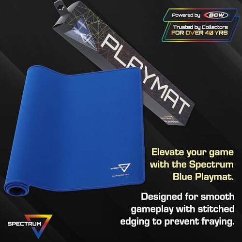 BCW Spectrum Playmat – Blue (24" x 14") – Stitched Edges, Machine Washable Polyester for TCG & Tabletop Gaming