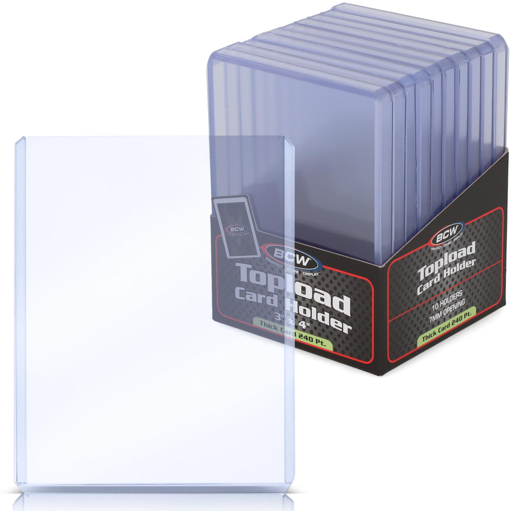 BCW Thick Card Topload Holder 240pt (7mm) – Rigid PVC Protective Sleeves for Relic, Patch & Jersey Cards