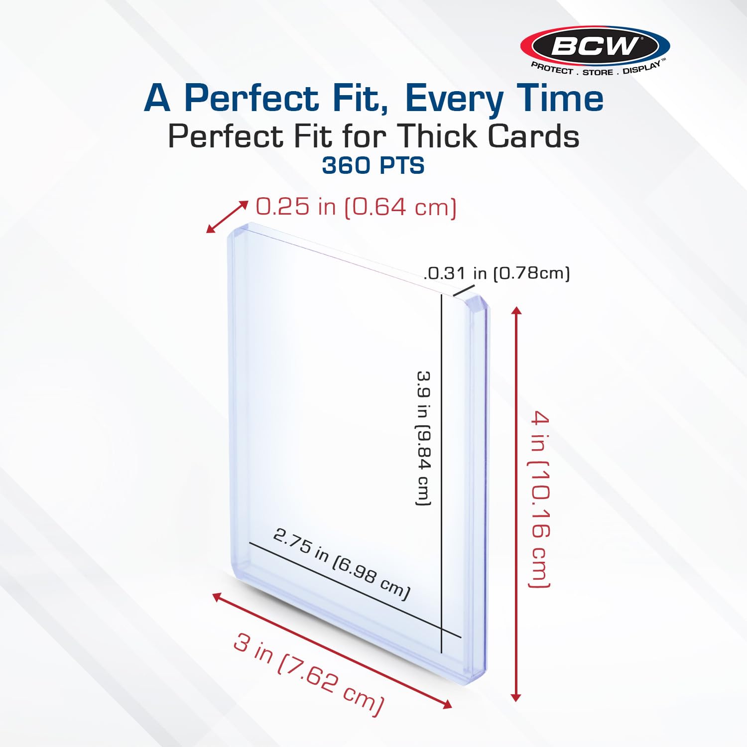 BCW Thick Card Topload Holder 240pt (7mm) – Rigid PVC Protective Sleeves for Relic, Patch & Jersey Cards