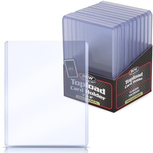 BCW Thick Card Topload Holder 240pt (7mm) – Rigid PVC Protective Sleeves for Relic, Patch & Jersey Cards