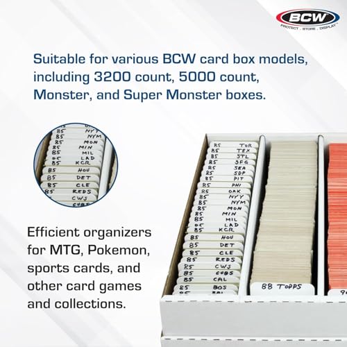 BCW Trading Card Dividers 50 Pack – Archival Plastic with Write-On Tabs for 3200 & 5000 Boxes