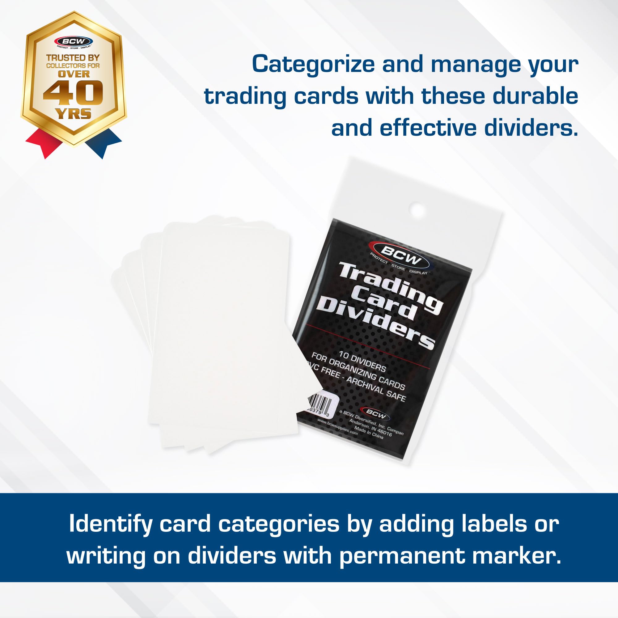 BCW Trading Card Dividers 50 Pack – Archival Plastic with Write-On Tabs for 3200 & 5000 Boxes
