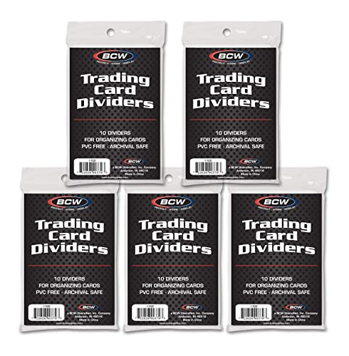 BCW Trading Card Dividers 50 Pack – Archival Plastic with Write-On Tabs for 3200 & 5000 Boxes