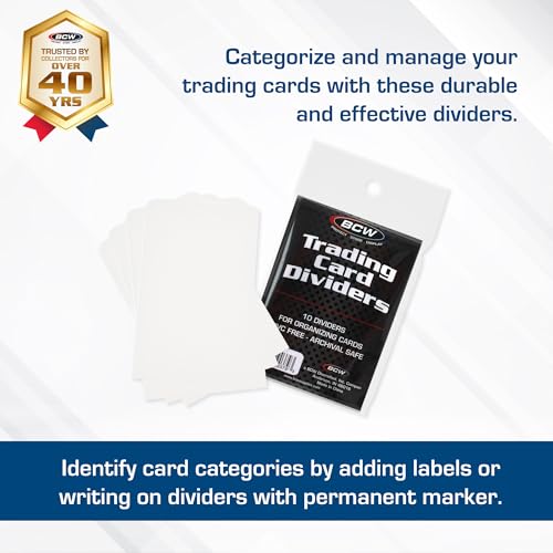 BCW Trading Card Dividers 50 Pack – Archival Plastic with Write-On Tabs for 3200 & 5000 Boxes