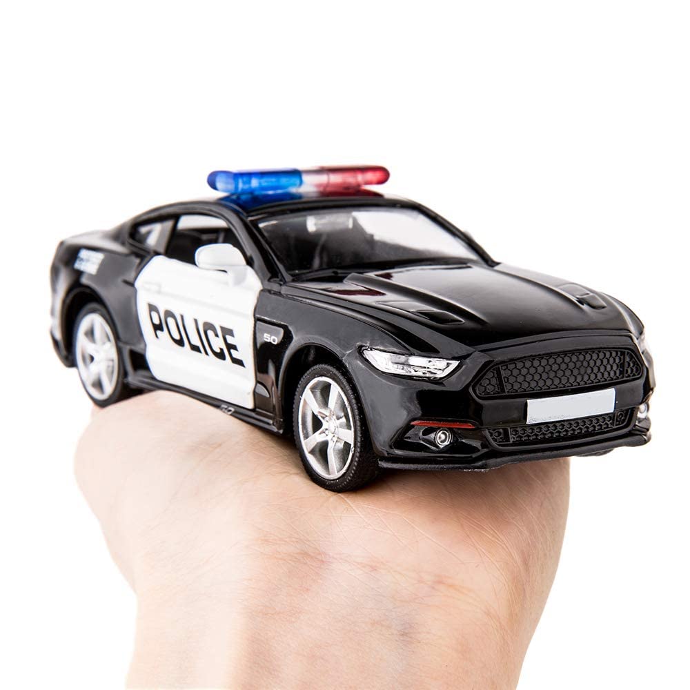 BDTCTK 1/36 Scale Die-Cast Ford Mustang GT Police Car Pull-Back Toy (Black)