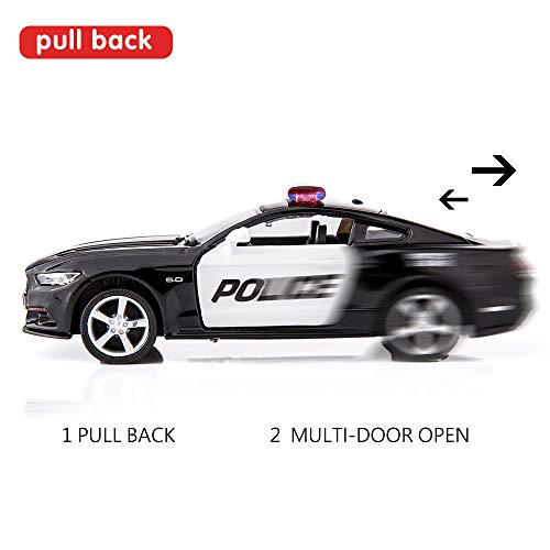 BDTCTK 1/36 Scale Die-Cast Ford Mustang GT Police Car Pull-Back Toy (Black)