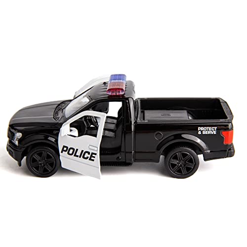 BDTCTK 1/36 Scale Ford F150 Police Car Model – Die-Cast Pull-Back Toy (Black)