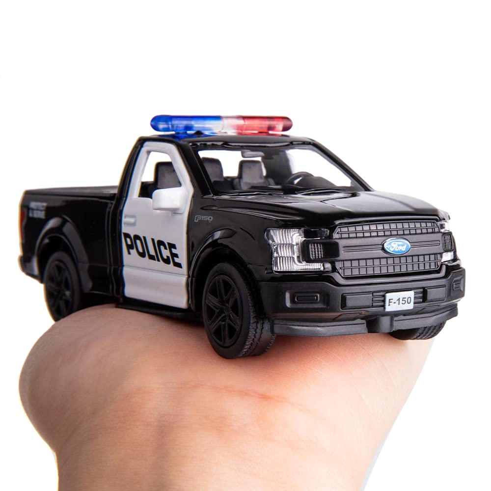 BDTCTK 1/36 Scale Ford F150 Police Car Model – Die-Cast Pull-Back Toy (Black)