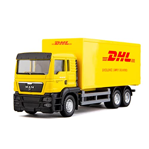 BDTCTK DHL Container Truck Die-Cast Model Toy - 5.5-Inch Collectible Vehicle with Opening Doors, Zinc Alloy & Plastic, for Kids and Adults