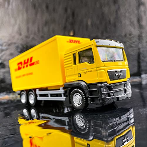 BDTCTK DHL Container Truck Die-Cast Model Toy - 5.5-Inch Collectible Vehicle with Opening Doors, Zinc Alloy & Plastic, for Kids and Adults