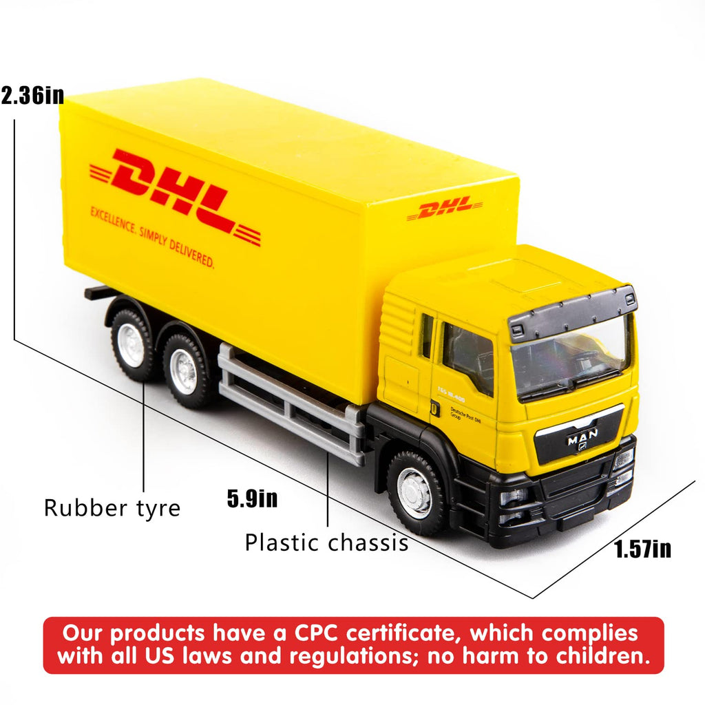 BDTCTK DHL Container Truck Die-Cast Model Toy - 5.5-Inch Collectible Vehicle with Opening Doors, Zinc Alloy & Plastic, for Kids and Adults