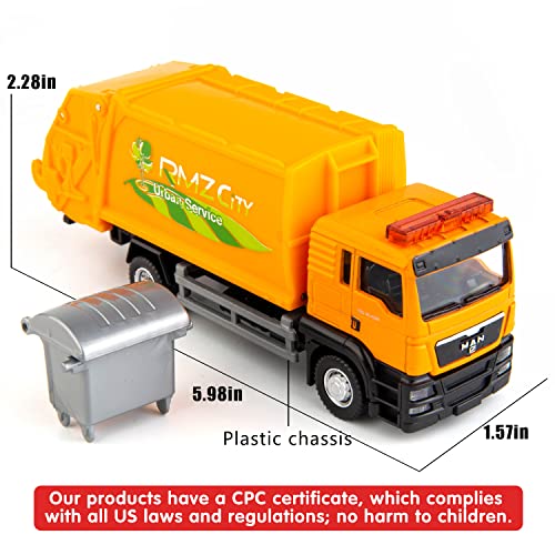 BDTCTK Die-Cast Garbage Truck Toy - 6-Inch Zinc Alloy Model with Opening Doors and Dustbin for Kids and Collectors
