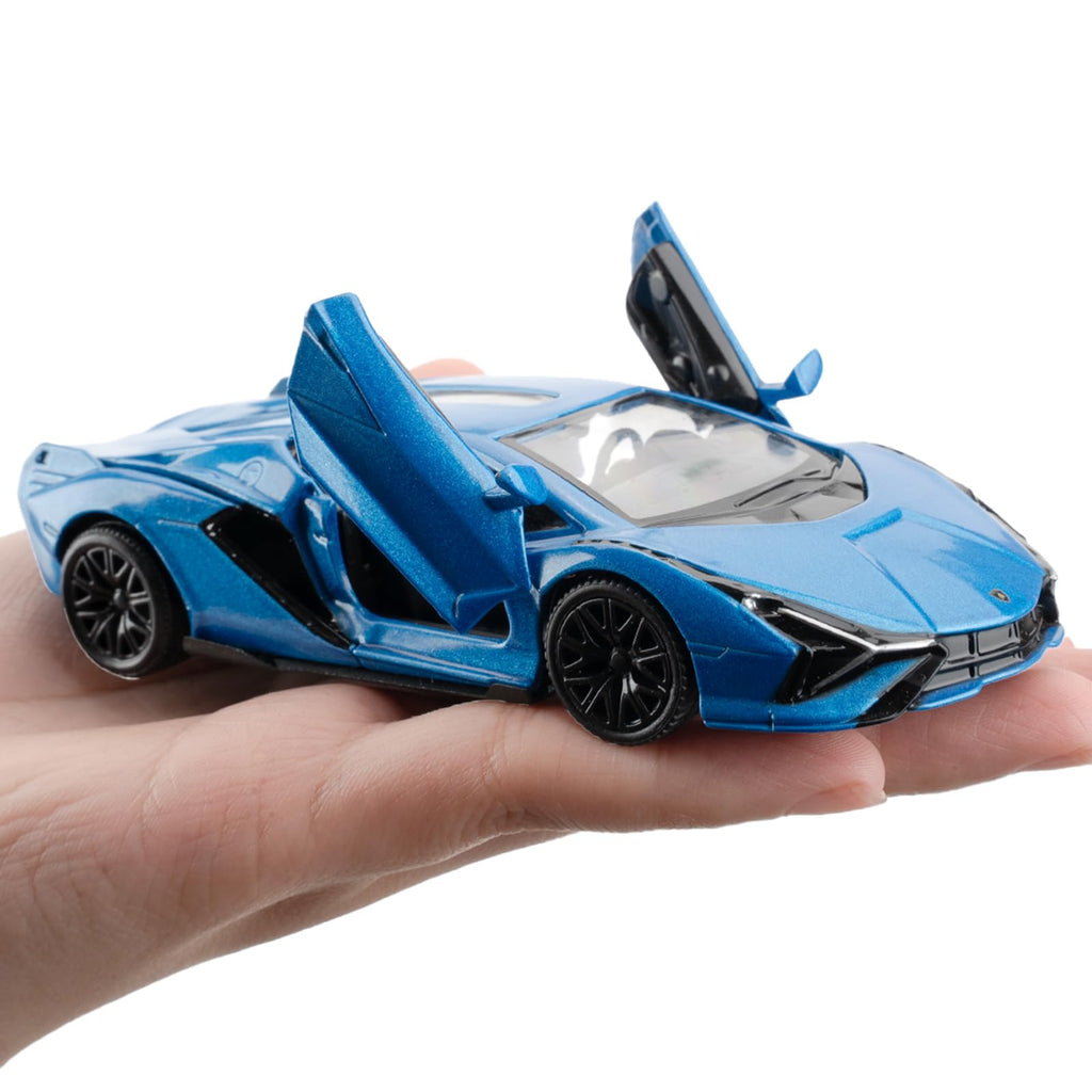 BDTCTK Lamborghini Sián FKP37 1/36 Diecast Car Model – Pull Back Toy with Opening Doors, Blue