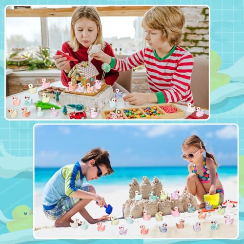 BeadRiver 240-Piece Mini Glitter Resin Ducks – Tiny Duck Figures for Fairy Gardens, Dollhouse Decor, and Hidden Surprises