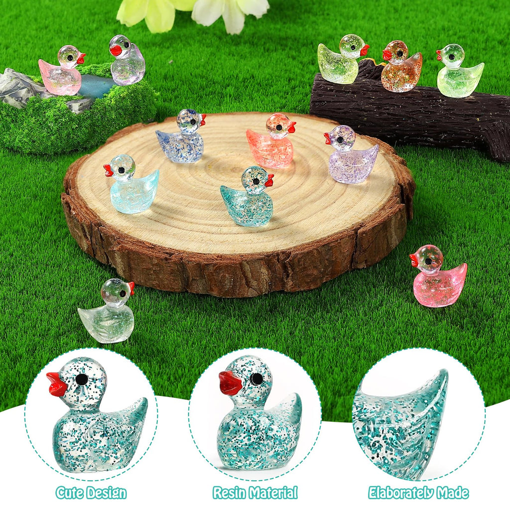BeadRiver 240-Piece Mini Glitter Resin Ducks – Tiny Duck Figures for Fairy Gardens, Dollhouse Decor, and Hidden Surprises