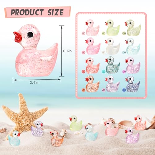 BeadRiver 240-Piece Mini Glitter Resin Ducks – Tiny Duck Figures for Fairy Gardens, Dollhouse Decor, and Hidden Surprises