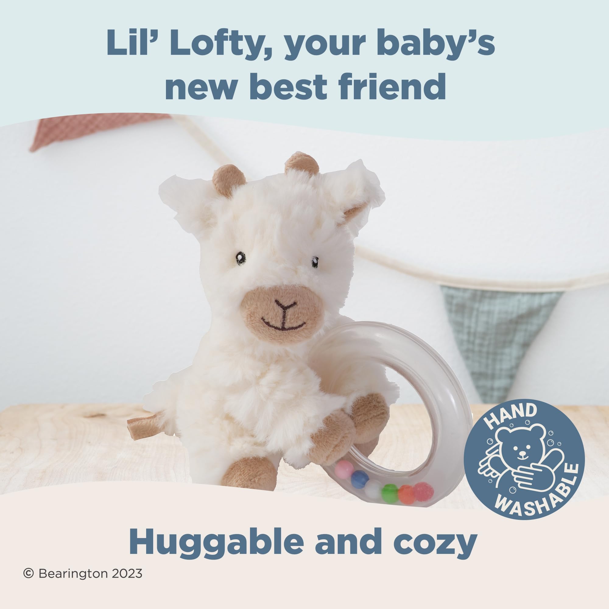 Bearington Lil' Lofty 5.5-Inch Plush Giraffe Rattle – Soft Jingle Toy for Newborns 0-6 Months