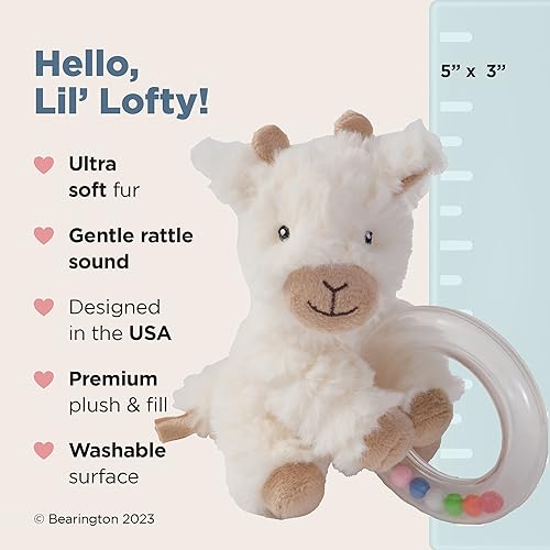 Bearington Lil' Lofty 5.5-Inch Plush Giraffe Rattle – Soft Jingle Toy for Newborns 0-6 Months