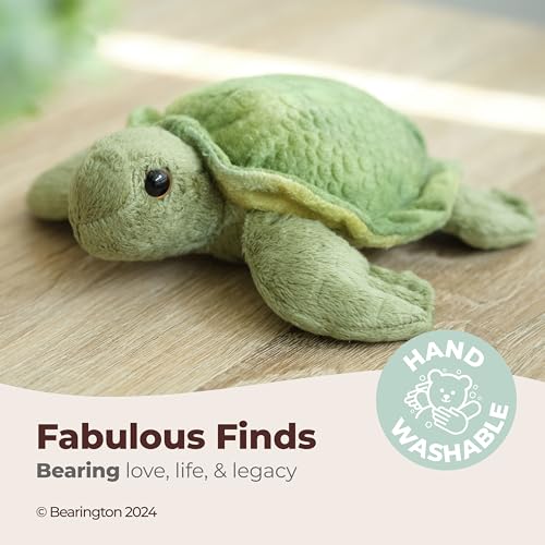 Bearington Lil' Shelton 7-Inch Sea Turtle Plush Toy with Soft Green Shell and Patterned Belly
