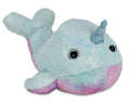 Bearington Narwally Plush Narwhal 12 Inches - Soft Blue Sea Animal Stuffed Toy with Rainbow Belly