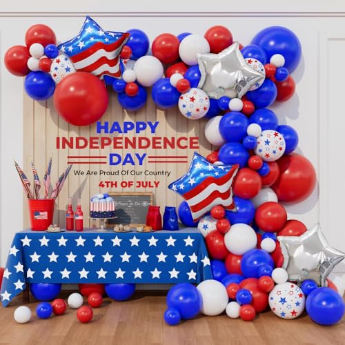 Beaumode 139-Piece Patriotic Balloon Arch Garland Kit - Red White Blue for 4th of July & More