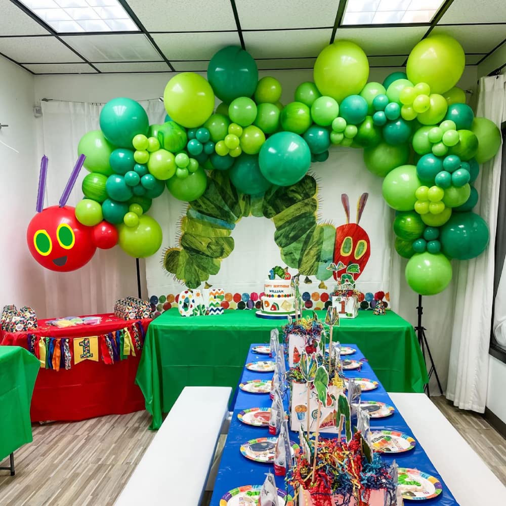 Beaumode 141-Piece DIY Green Caterpillar Balloon Garland Kit for The Very Hungry Caterpillar Theme – Baby Shower, 1st Birthday, Kids Party Decor