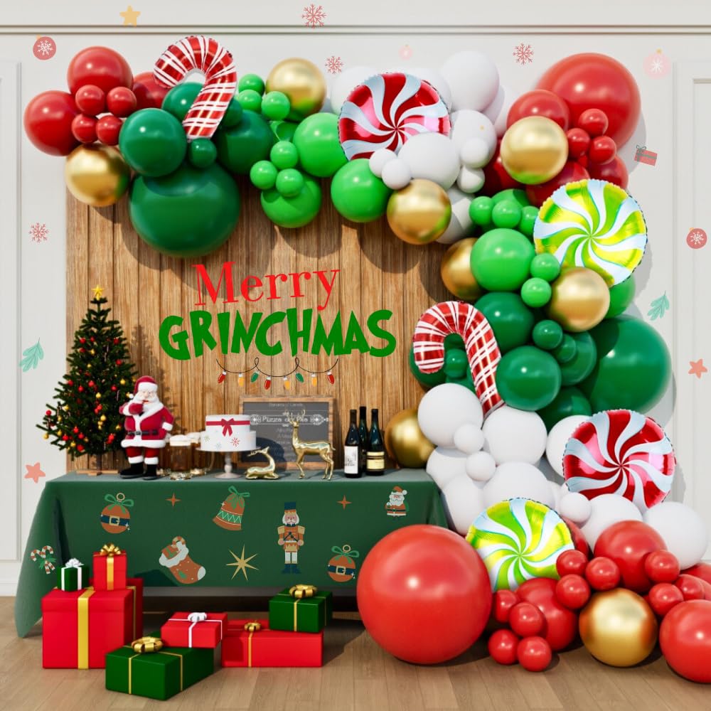 Beaumode 160-Piece Christmas Balloon Arch Garland Kit – Red & Green, 16ft, DIY Party Decor