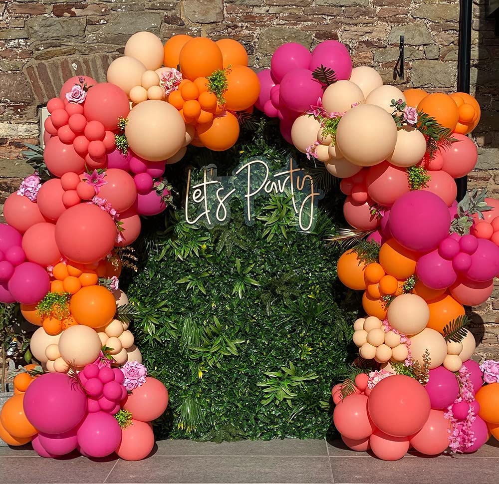 Beaumode Tropical Luau Balloon Garland Arch Kit – Rose Orange Blush, 144 Balloons for Hawaiian Party Decor