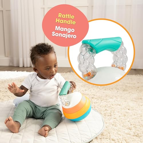 BEBÉ FUERTE Stack and Count Kettlebell Activity Toy – Bilingual Stacking Rings for Babies 6 Months+