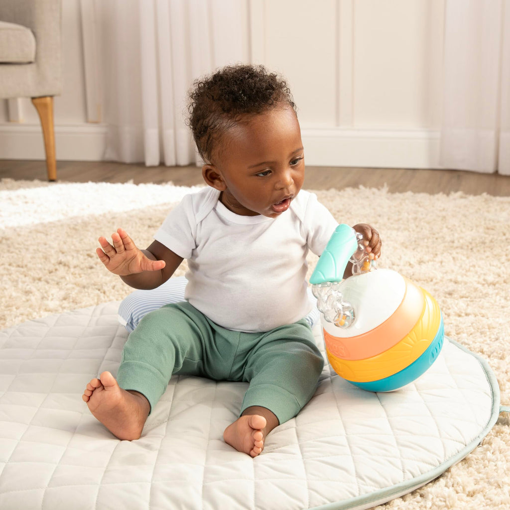BEBÉ FUERTE Stack and Count Kettlebell Activity Toy – Bilingual Stacking Rings for Babies 6 Months+