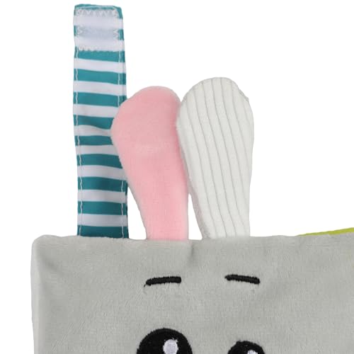 bebe mondo Bunny Baby Mirror Toy – Soft Crinkle Cloth Book with High Contrast Patterns for Tummy Time, 0-12 Months