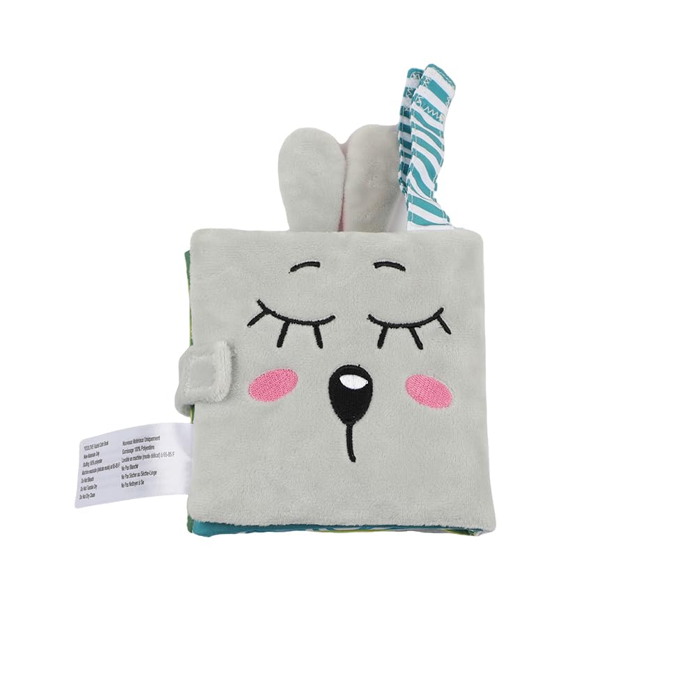 bebe mondo Bunny Baby Mirror Toy – Soft Crinkle Cloth Book with High Contrast Patterns for Tummy Time, 0-12 Months