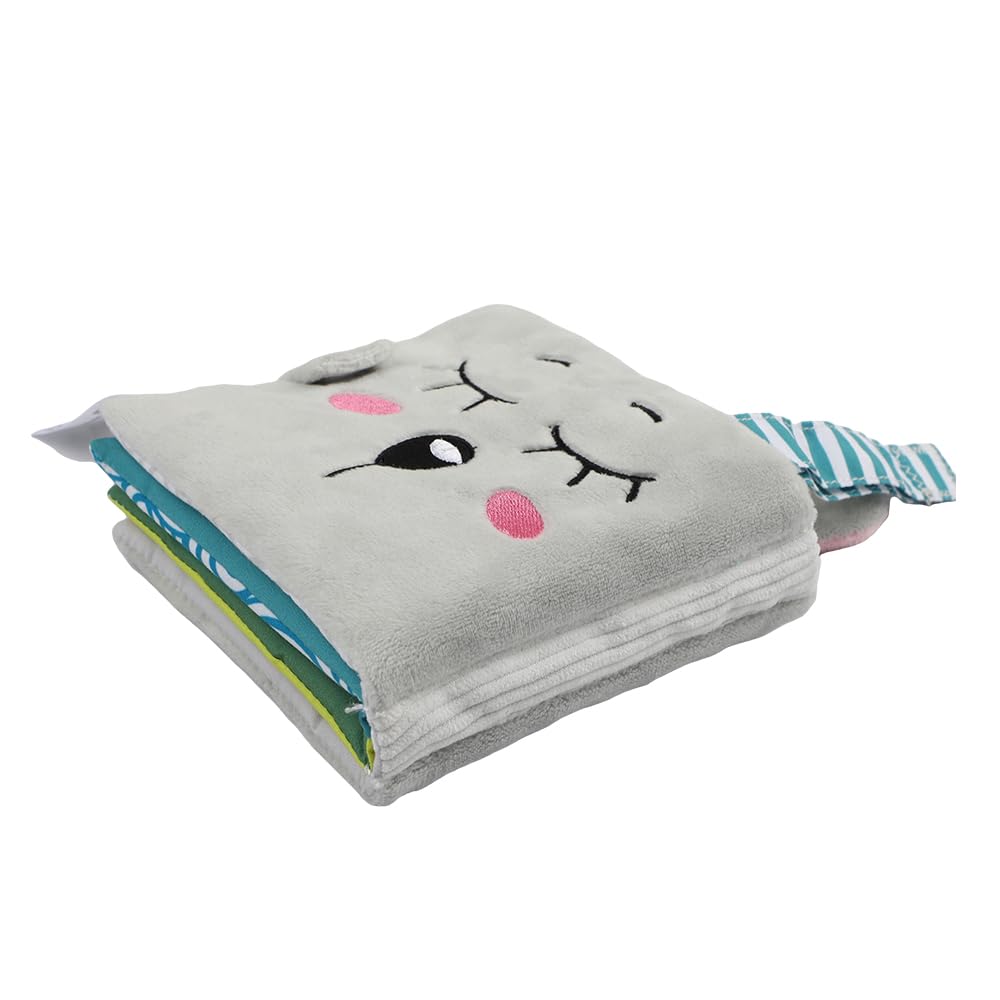 bebe mondo Bunny Baby Mirror Toy – Soft Crinkle Cloth Book with High Contrast Patterns for Tummy Time, 0-12 Months