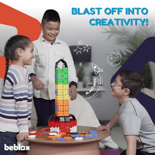 BEBLOX Rocket Building Blocks Set - 136-Piece STEM Toy for Kids Ages 4+