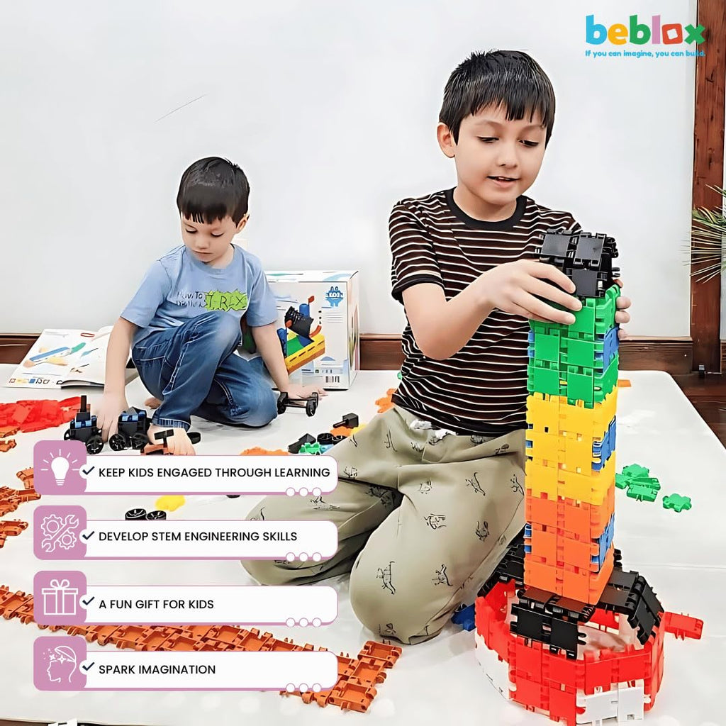 BEBLOX Rocket Building Blocks Set - 136-Piece STEM Toy for Kids Ages 4+