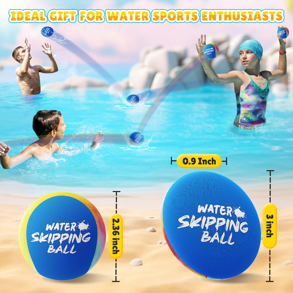 BebouToye Water Skipping Balls 3-Pack – Silicone Water Bounce Balls for Pool, Lake, Beach Fun for Kids and Adults