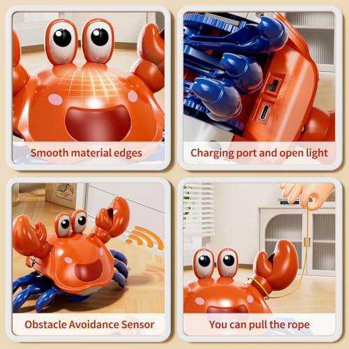 Beby Buty Crawling Crab Baby Toy – Rechargeable Tummy Time & Walking Toy with Music and Lights