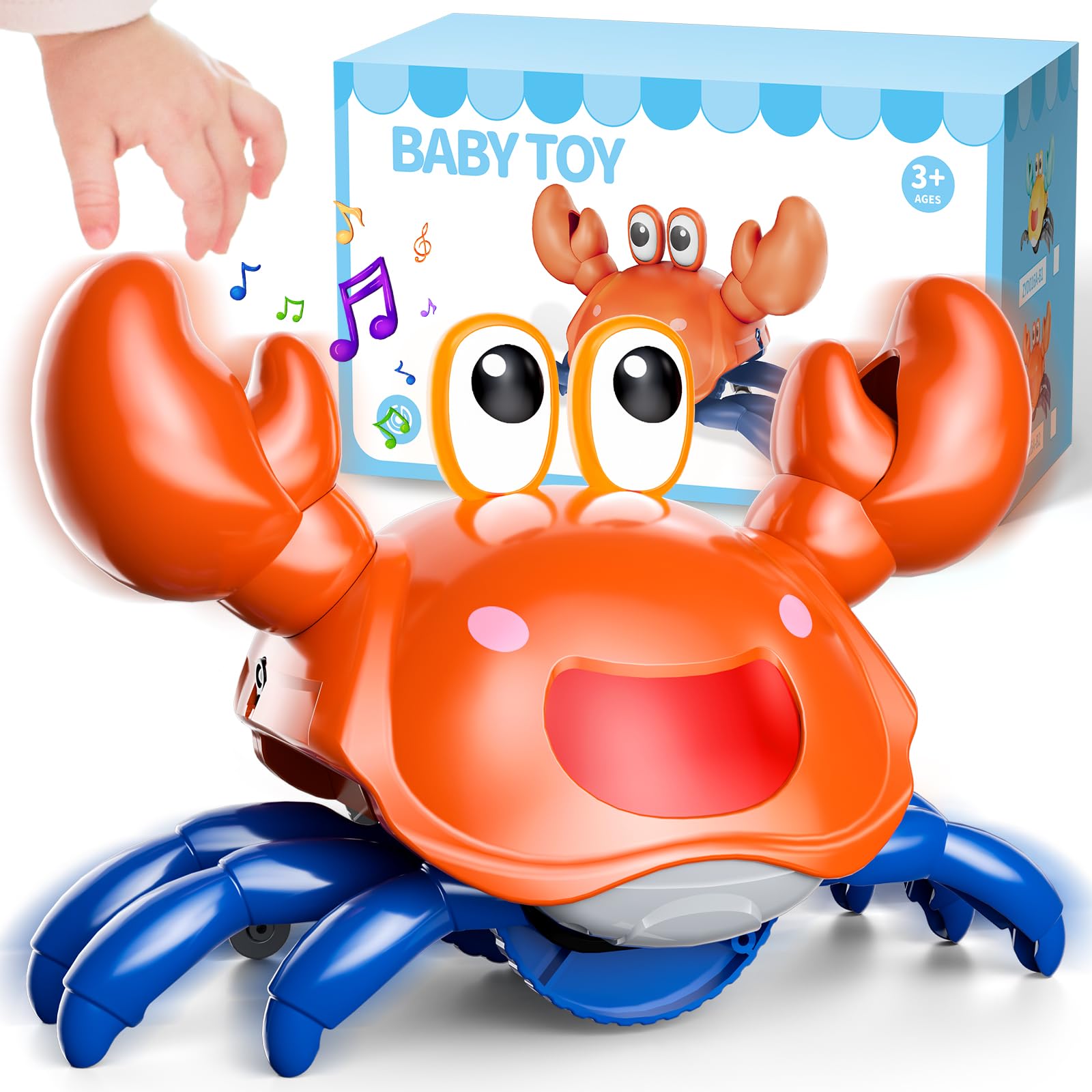 Beby Buty Crawling Crab Baby Toy – Rechargeable Tummy Time & Walking Toy with Music and Lights