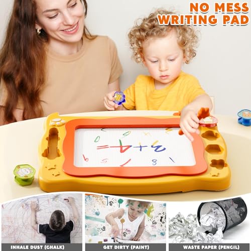 Beby Buty Large Magnetic Drawing Board for Toddlers - Doodle Board with Stamps and Templates, Erasable Writing Pad, Educational Travel Toy for Kids Ages 3-8