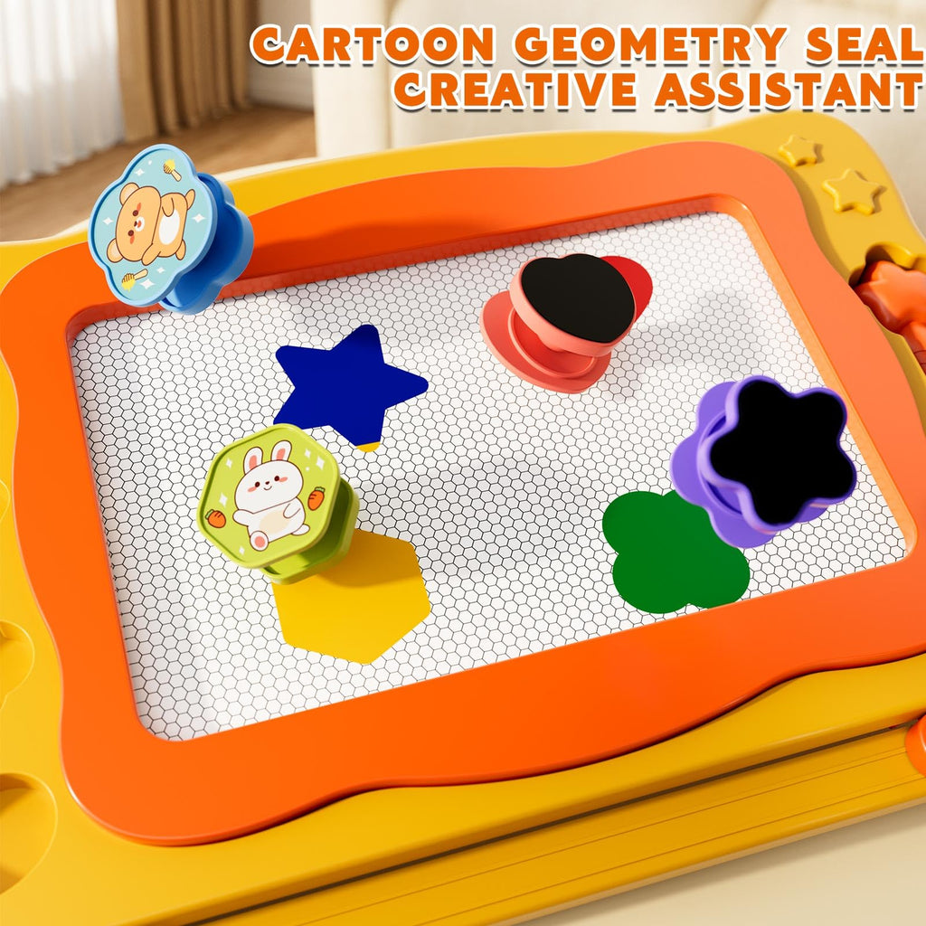 Beby Buty Large Magnetic Drawing Board for Toddlers - Doodle Board with Stamps and Templates, Erasable Writing Pad, Educational Travel Toy for Kids Ages 3-8