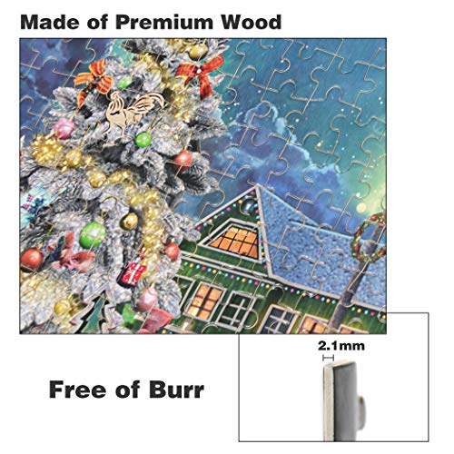 Becko US 1000-Piece Wooden Jigsaw Puzzle – Snow Scene Christmas Puzzle for Adults