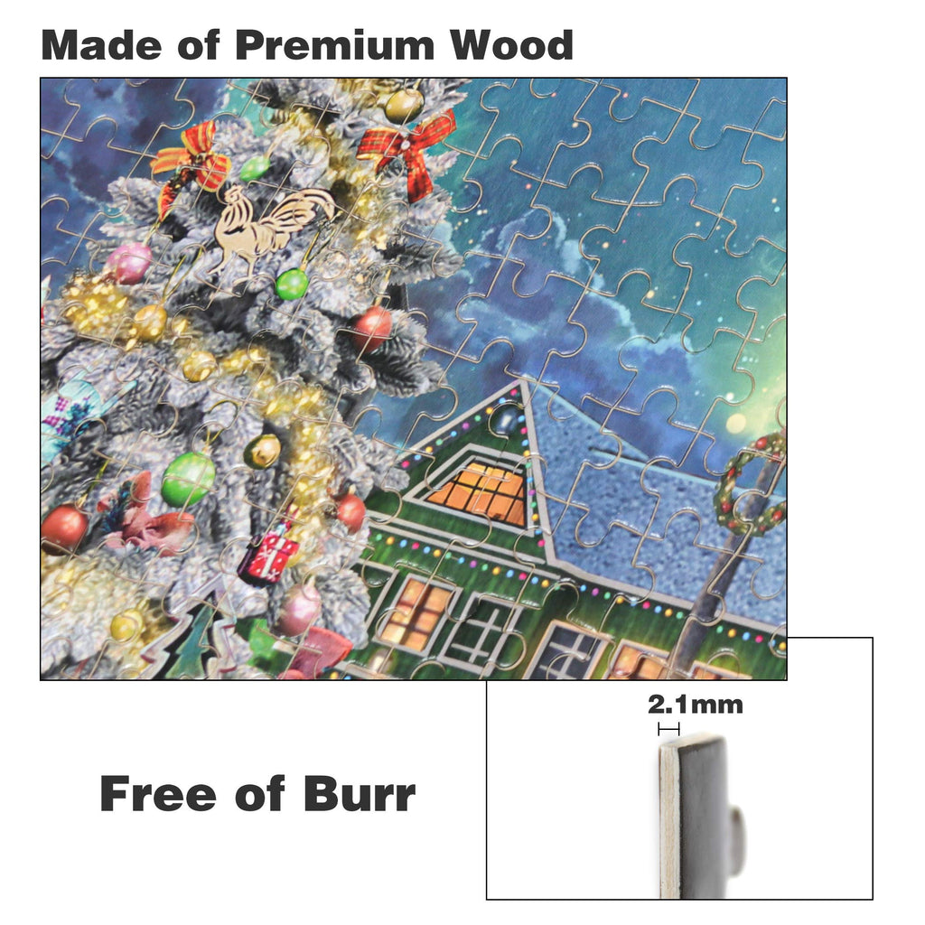 Becko US 1000-Piece Wooden Jigsaw Puzzle – Snow Scene Christmas Puzzle for Adults