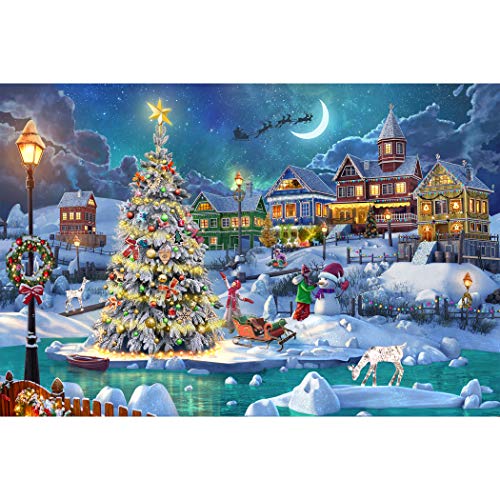 Becko US 1000-Piece Wooden Jigsaw Puzzle – Snow Scene Christmas Puzzle for Adults