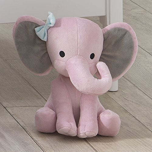 Bedtime Originals Twinkle Toes Hazel Pink Elephant Plush, 10 Inches, Machine Washable
